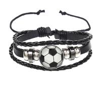 Acekiily Pulsera de fútbol para niños, jugadores, pulsera deportiva de cuero, para equipo, hijo, nieto, hermano, sobrino, amigo, cumpleaños, día de San Valentín, graduación, regalo de vuelta a la