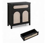 Acekool Aparador Boho Ratán 76x35x84cm para Entrada y Cocina | Estilo escandinavo, almacenamiento práctico, diseño moderno, estructura robusta