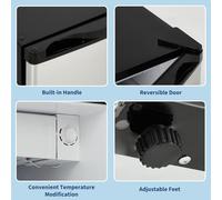 Acekool Mini Nevera con Congelador 45L, Silenciosa 40dB, 7 Niveles LED, para Oficina - Estándar Europeo BC-46 1.6 CU.ft Puerta Simple Negro Acero INOX
