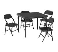 Acekool Set Plegable Mesa y Sillas Infantiles - Mesa Cuadrada Portátil Tapizada PU + 4 Sillas Acolchadas - Ligero y Ahorra Espacio, para Casa/Aula/Guardería y Viajes -Negro