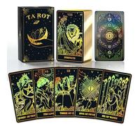 ACELION Juego de cartas de tarot con borde de lámina dorada con guía, cartas de tarot, 78 piezas de cartas de tarot con lámina dorada en la superficie, tarot para principiantes