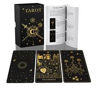 ACELION Juego de cartas de tarot original con guía, 78 piezas de cartas de tarot con lámina dorada en la superficie, juego de adivinación, tarot para principiantes