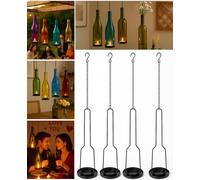 AceList 4 Paquetes de candelabros Colgantes de Hierro Forjado, Acabado Negro Mate, portavelas Decorativo para iluminación de Bricolaje, Frasco de Botella de Vino, Perfecto Regalo de cumpleaños,