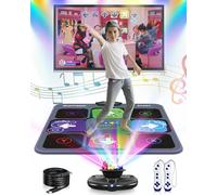 Acelufly Alfombrilla de Baile para niños, Antideslizante, para TV, con cámaras, 5 Modos, 2 Asas inalámbricas y Bola de Discoteca de Colores, Alfombrilla de Yoga, Regalo para niños y niñas (Negro)