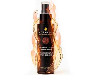 ACEMELIA | Aceite Sensual de Camelia con Feromonas - 100 ml | Aceite de Masaje Erótico Afrodisíaco Natural para Parejas | Nutre, Suaviza y Despierta la Pasión - Vegano y Made in Spain