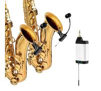 ACEMIC Micrófono Inalámbrico para Saxofón Dual UHF, Micrófono de Condensador UHF con Pinza, Sistema de 1 Receptor y 2 Transmisores para Saxofón, Trompeta, Trompeta, Q2/ST-5