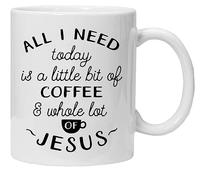 Acen Little bit Whole Lot of Jesus - Taza de café (cerámica, 9 x 9 x 9 cm), color blanco