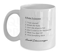 Acen Merchandise 6 reglas de Arnold Schwarzenegger de éxito lema taza 11oz cerámica