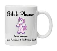 Acen Merchandise Bitch Please I'm a Unicorn, I Pee Rainbows and Fart Fairy Dust - Taza de regalo y caja de regalo para la oficina, el trabajo y el hogar