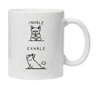 Acen Merchandise Inhale Exhale Dog Yoga - Taza de regalo de calidad premium, taza y caja de regalo, set de te, cafe para oficina, trabajo, hogar