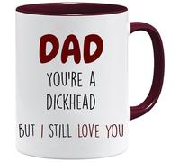 Acen Merchandise - Taza de café con texto en inglés Dad You're a D**KHEAD but I Love You (11 onzas), color blanco
