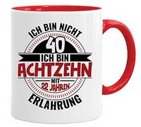 Acen Merchandise Taza de regalo de 40 cumpleaños con frase | Ich bin nicht 40 Ich bin 18 mit 22 Jahren Experience | Cumpleaños Ideas de regalos | Regalos para papá | Taza de abuelo | Ideas de regalo