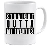 Acen Merchandise - Taza para 30 cumpleaños, diseño con texto en inglés Straight Out to my Twenties! Taza y caja de regalo de 325 ml, ideal para San Valentín, Pascua, verano, Navidad o cumpleaños