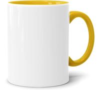 Acen Merchandise Tazas de sublimación sin impresión | Cerámica individual o en juego | Vasos de sublimación con tinta (8 unidades, interior y asa amarilla)