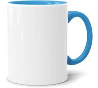 Acen Merchandise Tazas de sublimación sin impresión | Cerámica individual o en juego | Vasos de sublimación con tinta (144 unidades, interior y asa azul claro)