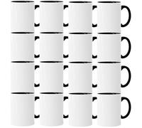 Acen Merchandise Tazas de sublimación sin impresión | Cerámica individual o en juego | Vasos de sublimación con tinta (72 unidades, negro)