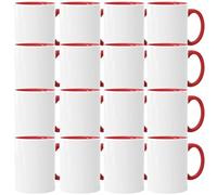 Acen Merchandise Tazas de sublimación sin impresión | Cerámica individual o en juego | Vasos de sublimación con tinta (504 unidades, interior y asa roja)