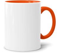 Acen Merchandise Tazas de sublimación sin impresión | Cerámica individual o en juego | Vasos de sublimación con tinta (4 unidades, interior y asa naranja)