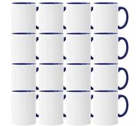 Acen Merchandise Tazas de sublimación sin impresión | Cerámica individual o en juego | Vasos de sublimación con tinta (72 unidades, interior y asa azul oscuro)