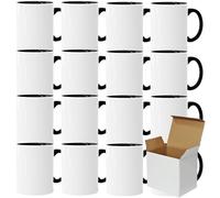 Acen Merchandise Tazas de sublimación sin impresión de alta calidad | Cerámica inzeln o en juego | Vasos de sublimación con tinta (24 unidades, interior y asa negra)