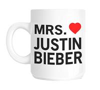 Acen "Mrs Taza de cerámica con diseño de Justin Bieber, Color Blanco, 11 oz