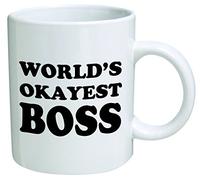 Acen "World 's Okayest Boss taza de cerámica crudo, color blanco, 11 oz