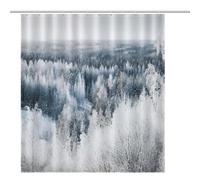 ACEPrints Cortina de Ducha de Invierno con Vista Invernal al Lago Louise, decoración de baño, Cortina de Ducha de Tela Impermeable con Ganchos, 182 x 182 cm