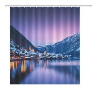 ACEPrints Cortina de Ducha de Invierno con Vista Invernal al Lago Louise, decoración de baño, Cortina de Ducha de Tela Impermeable con Ganchos, 183 x 203 cm