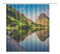 ACEPrints Cortina de Ducha de Lago, Hermoso Paisaje del Lago Louise al Amanecer, decoración de baño, Cortina de Ducha de Tela Impermeable con Ganchos, 72 x 80 Pulgadas