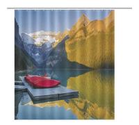 ACEPrints Cortina de Ducha de Lago, Hermoso Paisaje del Lago Louise al Amanecer, decoración de baño, Cortina de Ducha de Tela Impermeable con Ganchos, 72 x 72 Pulgadas
