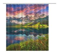 ACEPrints Cortina de Ducha de Lake Louise, Parque Nacional Banff, Canadá, Tela de poliéster Impermeable con 12 Ganchos, 182 x 182 cm