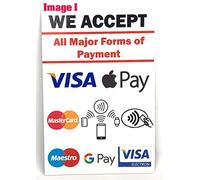 Aceptamos pagos con tarjeta carteles de vinilo sin contacto (imagen 1, A5 200MM X 150MM)