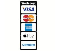 Aceptamos tarjetas de crédito, pagos móviles y servicio de pago sin contacto, calcomanías impermeables compatibles con Visa, MasterCard, AmEx, (compatible con Apple Pay y Venmo)