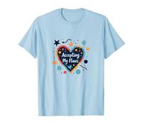 Aceptando mis Defectos: corazón Inspirador de Amor Propio Camiseta, Hombre, Azul Bebé, M