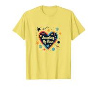 Aceptando mis Defectos: corazón Inspirador de Amor Propio Camiseta, Hombre, Limón, S