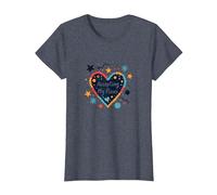 Aceptando mis Defectos: corazón Inspirador de Amor Propio Camiseta, Mujer, Azul Jaspeado, XL