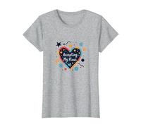 Aceptando mis Defectos: corazón Inspirador de Amor Propio Camiseta, Mujer, Gris Jaspeado, XL