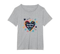 Aceptando mis Defectos: corazón Inspirador de Amor Propio Camiseta, Mujer Tallas Grandes, Gris Jaspeado, 1XL Grande