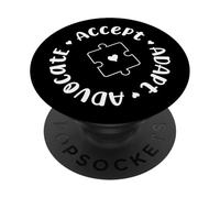 Aceptar, adaptar, abogar Autismo Pieza de Puzzle Meme PopSockets PopGrip Adhesivo