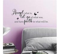 Aceptar lo que se deja ir de lo que fue y tener fe en lo que será Etiqueta de la pared Etiqueta de la decoración de la pared, negro, 120 cm de ancho x 50 cm de alto