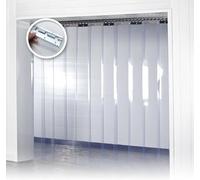 Acepunch Cortina de puerta de tiras de plástico lisas de PVC de 91 x 203 cm, transparente impermeable para congeladores comerciales almacenes puertas de garaje salas blancas vinilo resistente AP1173