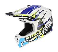 Acerbis Linear Graphic 2026 Casco de motocross, blanco/azul/negro, Talla XS (53/54)