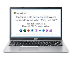 Acer Aspire 1 A115-32-C3AK - Ordenador Portátil Computadora (15,6 pulgadas, Full HD, Intel Celeron N4500, RAM de 4 GB, 128 GB eMMC, Intel UHD Graphics, Windows 11), Teclado AZERTY (Francés)
