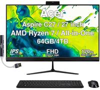 acer Aspire 27 - Escritorio todo en uno, pantalla IPS FHD de 27 pulgadas, AMD Ryzen 7 5825U (Ryzen 7 5000 Series), 64 GB DDR4, 4 TB SSD, Wi-Fi 6E, cámara web, Bluetooth 5.3, Windows 11 Pro, con