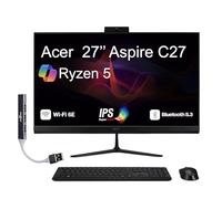 acer Aspire 27 - Escritorio todo en uno, pantalla IPS FHD de 27 pulgadas, Intel Core 5 120U (10 núcleos, hasta 5 GHz), DDR5 de 8 GB, SSD PCIe de 512 GB, Wi-Fi 6E, cámara web, Bluetooth 5.3, Win 11 Pro