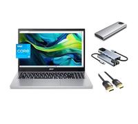 acer Aspire Go - Laptop diaria delgada Full HD de 15.6 pulgadas, procesador Intel i3-N305 de 8 núcleos, 8 GB de RAM, 128 GB eMMC + SSD portátil de 256 GB, WiFi6, cámara web, hub USB + cable HDMI, Win