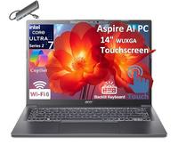 acer Aspire Laptop con pantalla táctil, Lifetime Office 365, Intel Core Ultra 7 258V, 32GB LPDDR5X, SSD PCIe de 2TB, IPS FHD de 14 pulgadas, AI Copilot+ PC, WiFi 6, USB-C HUB, retroiluminado KB
