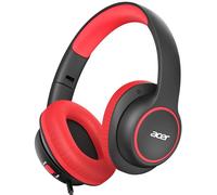 acer Auriculares infantiles con cable para la escuela, color negro y rojo