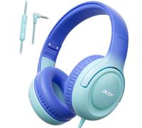 acer Auriculares para niños, limitador de volumen de 85/94 dB, plegables, con cable, para viajes, conector de 3.5 mm, auriculares para niños pequeños, para escuela, viajes, iPad, tableta, degradado