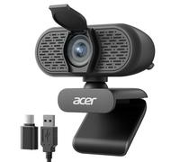 acer Cámara web de 1080p USB Plug and Play para PC con micrófonos de cancelación de ruido, cámara de computadora para escritorio, transmisión, juegos, reuniones en línea, gran angular, cubierta de